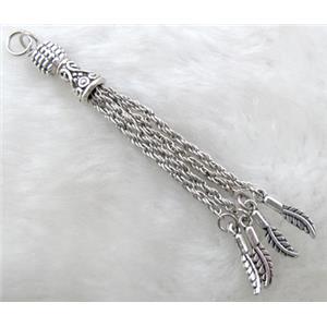 Tibetan Silver chain tassel pendant non-nickel, 70mm length