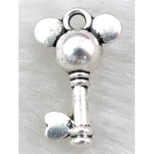 Tibetan Silver key pendant non-nickel, 12x18mm