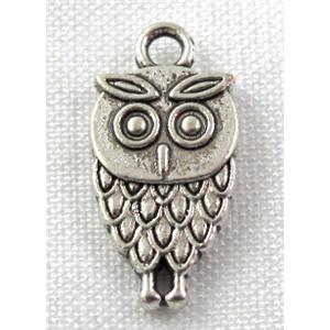 owl charm, Tibetan Silver bird pendant, Non-Nickel, 9x18mm