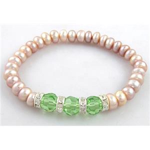 Handcraft Cluster Pearl Bracelet, elastic, approx 6.5-7.5mm, 6.8 inch(17.5cm) length