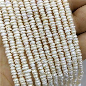 White Pearl Spacer Beads Rondelle, approx 3-4mm, 34cm length