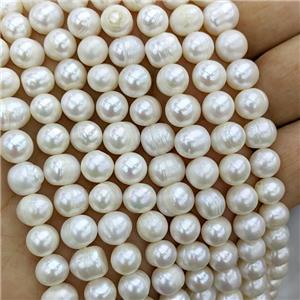 White Pearl Beads C-Grade, approx 8-9mm, 34cm length