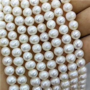 White Pearl Beads B-Grade, approx 8-9mm, 38cm length