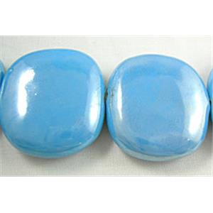 Painted Oriental Porcelain Flat Rectangle beads, 26x28x9mm, 13pcs per st