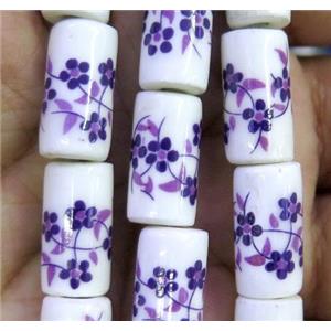 Porcelain beads, tube, approx 8x16mm, 20pcs per st