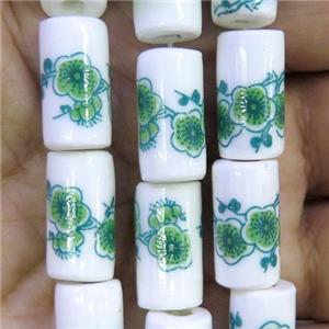 Porcelain beads, tube, approx 8x16mm, 20pcs per st