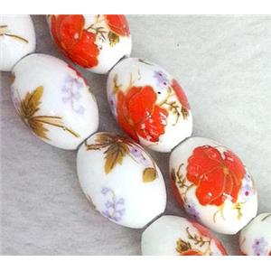 Porcelain barrel beads, approx 10x14mm