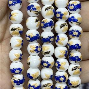 Porcelain beads, round, approx 8mm dia