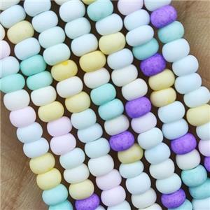 Multicolor Lampwork Glass Rondelle Beads Matte, approx 4mm