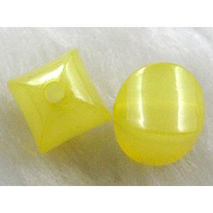 Acrylic Bead, Yellow, 10x10mm, approx 1800pcs