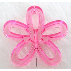 Acrylic Bead, flower, transparent, pink, 40mm dia, approx 230pcs