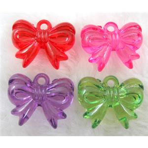 Bowknot Acrylic pendant, transparent, mixed color, 28x22mm, approx 310pcs