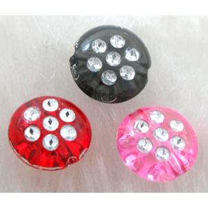 Acrylic Bead, Acrylic Rhinestone diamond, flat round, mixed, 10mm dia, approx 4000pcs