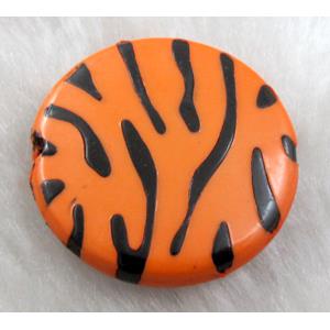 Zebra Resin Coin Beads Orange, 30mm dia, approx 125pcs