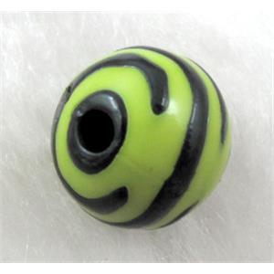 Round Resin Beads Zebra Olive, 20mm dia