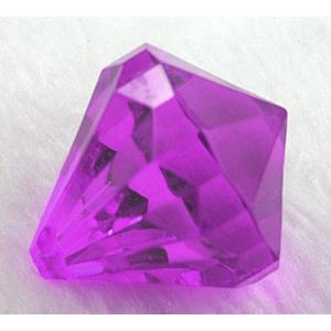 Transparent Acrylic Diamond Pendant, hotpink, 35mm dia, approx 80pcs