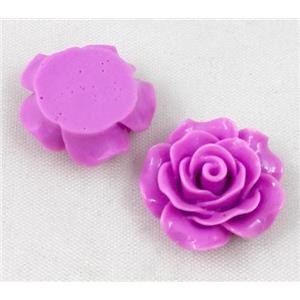 resin bead, rose, flat back, approx 20mm dia