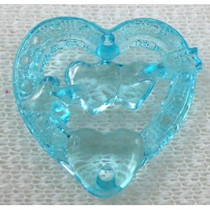 Acrylic bead pendant, heart, aqua, approx 21x26mm, 300pcs