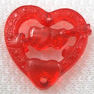 Acrylic bead pendant, heart, green, approx 21x26mm, 300pcs