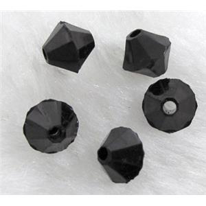 Acrylic beads, transparent, bicone, black, 8mm dia