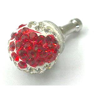 Earphone Jack Dust Cap Plug, fimo with mideast rhinestone, 12x22mm