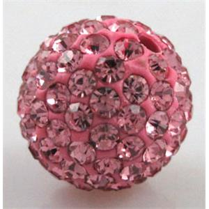 round Fimo Beads pave rhinestone, hotpink, 12mm dia