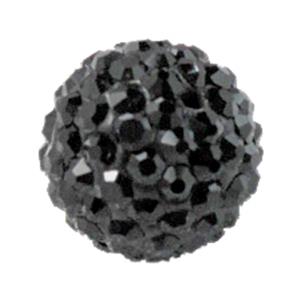 round Fimo Beads pave rhinestone, black, 12mm dia