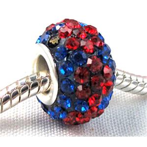 acrylic bead with middle east rhinestone, 10x15mm, 5mm hole