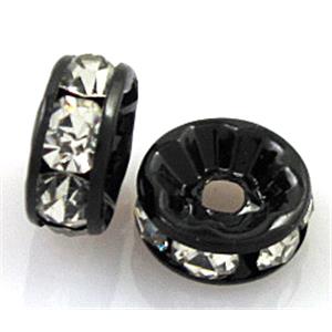 rondelle rhinestone, mideast Rhinestone, black, approx 12mm