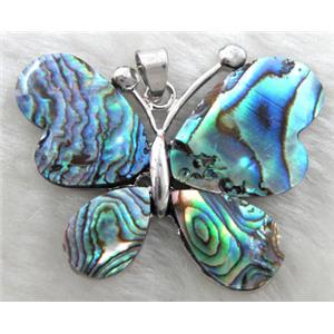 Paua Abalone shell pendant, mixed, 40x30mm