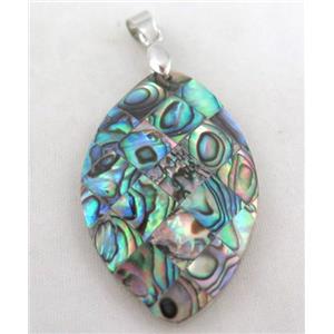 Paua Abalone shell pendant, approx 25x42mm