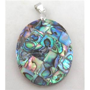 Paua Abalone shell pendant, approx 30x40mm