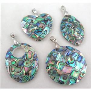 Paua Abalone shell pendant, approx 25-53mm