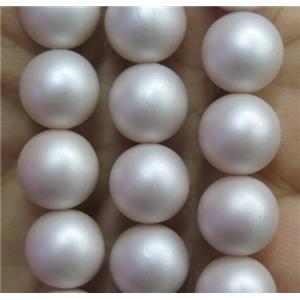 matte pearlized shell beads, round, approx 6mm dia