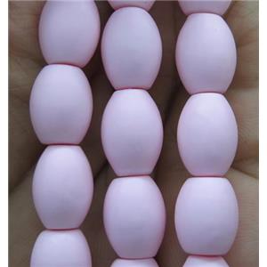 lt.purple matte pearlized shell beads, barrel, approx 9x13mm