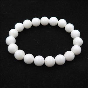 freshwater shell bracelet, white, approx 10mm dia