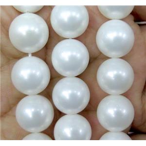 White Pearlized Shell Beads Smooth Round, approx 8mm dia