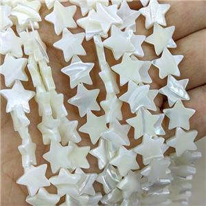 White MOP Shell Beads Star, approx 12mm, 37pcs per st