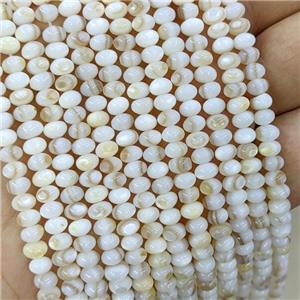 White MOP Shell Beads Smooth Rondelle, approx 5mm