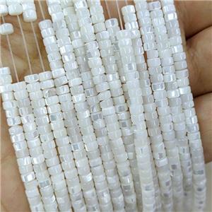 White MOP Shell Heishi Beads, approx 4mm