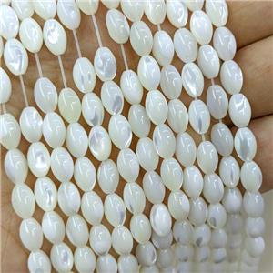 White MOP Shell Beads Rice, approx 6-9mm