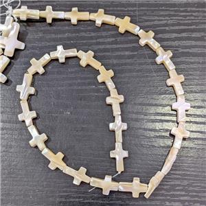 White MOP Shell Beads Cross, approx 10-15mm, 25pcs per st