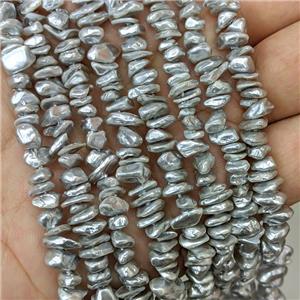 Gray Pearlized Shell Chips Beads Freeform, approx 4-8mm