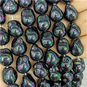 Black Pearlized Porcelain Beads Freeform AB-Color, approx 12-15mm