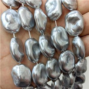 Baroque Style Pearlized Shell Freeform Silvergray, approx 28-24mm