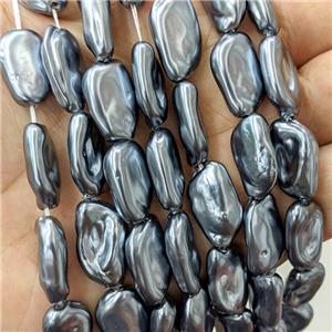 Baroque Style Pearlized Shell Freeform Beads Darkgray, approx 11-18mm