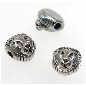 stainless steel lion beads, Antique silver, approx 10-12mm, 2.5mm hole