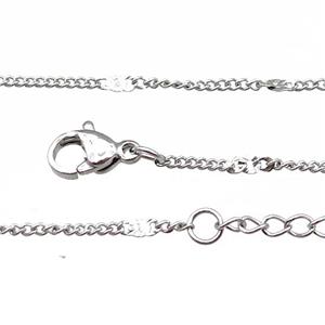 Raw Stainless Steel Necklace Chain, approx 1.4mm, 44-49cm length