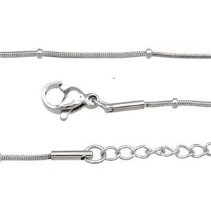 Raw Stainless Steel Necklace Chain, approx 0.8mm, 44-49cm length