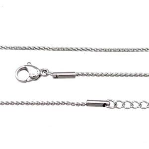 Raw Stainless Steel Necklace Chain, approx 1mm, 44-49cm length